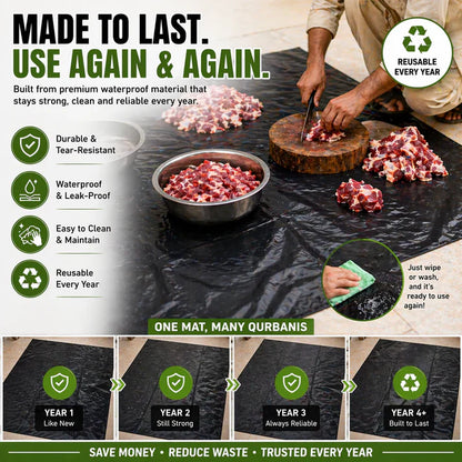 Meat Mat Premium Waterproof for Qurbani | Heavy Duty Reusable Cutting Sheet | Bakra Eid Hygiene Mat Pakistan