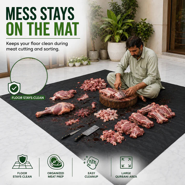 Meat Mat Premium Waterproof for Qurbani | Heavy Duty Reusable Cutting Sheet | Bakra Eid Hygiene Mat Pakistan