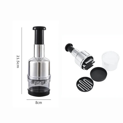 EIMELI Food Chopper, Manual Handheld Kitchen Slicer with Stainless Steel ZigZag Blade-One Piece Salad Vegetable Chopper and Slicer-Manual Mini Hand Chopper-Onion, Garlic
