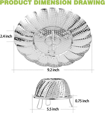 Stainless Steel Folding Vegetable Steamer Basket for Pots 5.5in to 9.2in